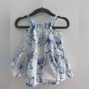 Baby Gap | white with blue floral design dress